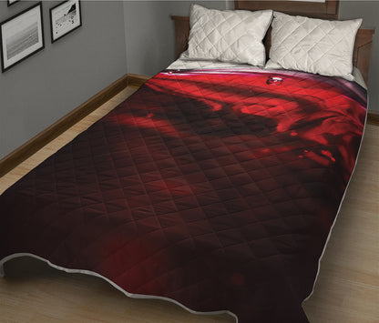 Red Wine Print Quilt Bed Set