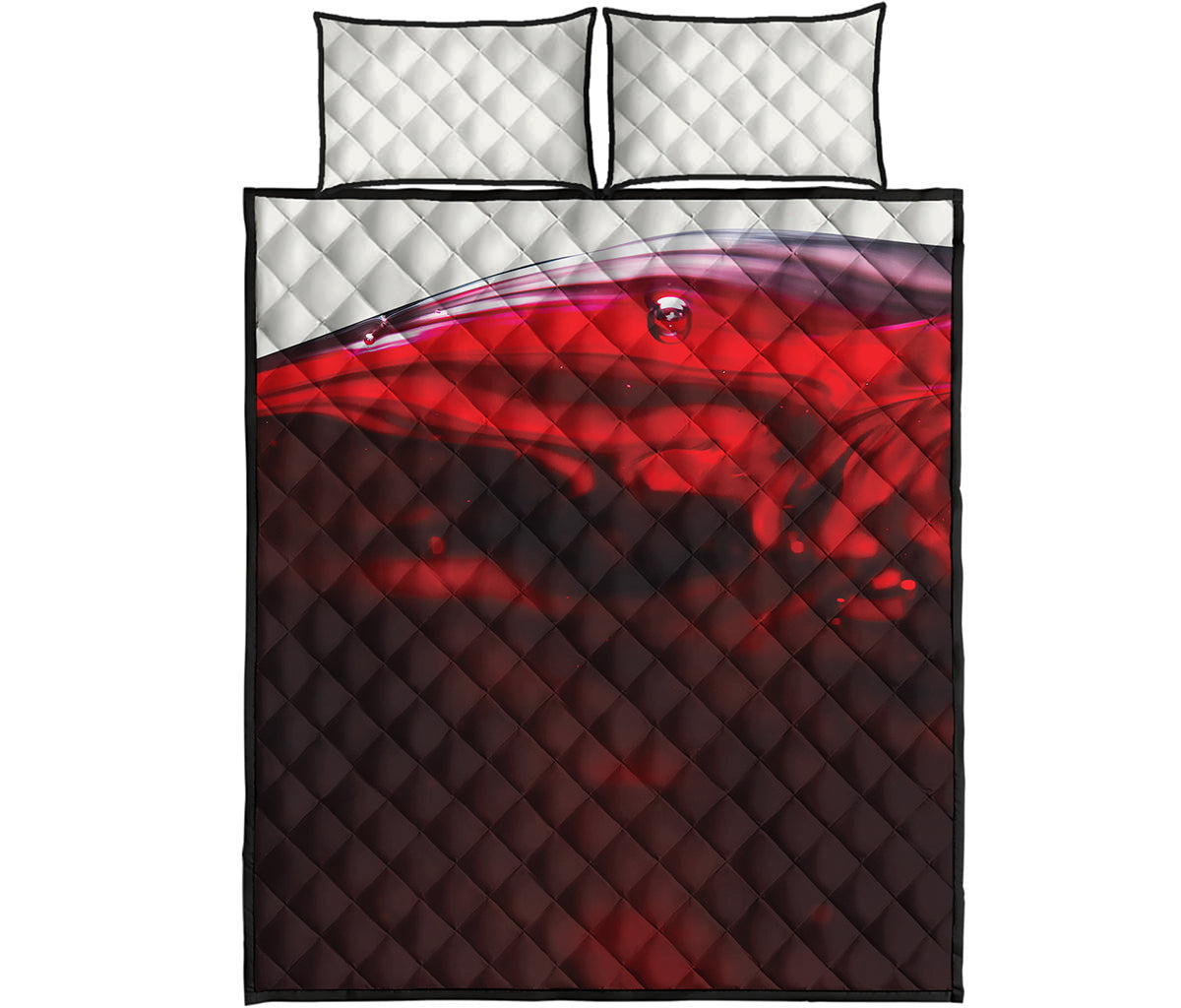 Red Wine Print Quilt Bed Set