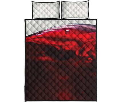 Red Wine Print Quilt Bed Set