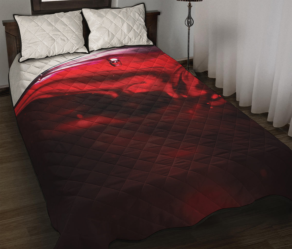 Red Wine Print Quilt Bed Set