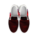 Red Wine Print White Slip On Shoes