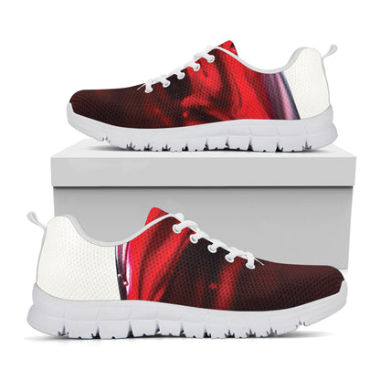 Red Wine Print White Sneakers
