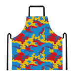 Red Yellow And Blue Camouflage Print Apron