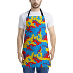 Red Yellow And Blue Camouflage Print Apron