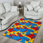 Red Yellow And Blue Camouflage Print Area Rug GearFrost