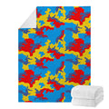 Red Yellow And Blue Camouflage Print Blanket
