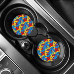Red Yellow And Blue Camouflage Print Car Coasters