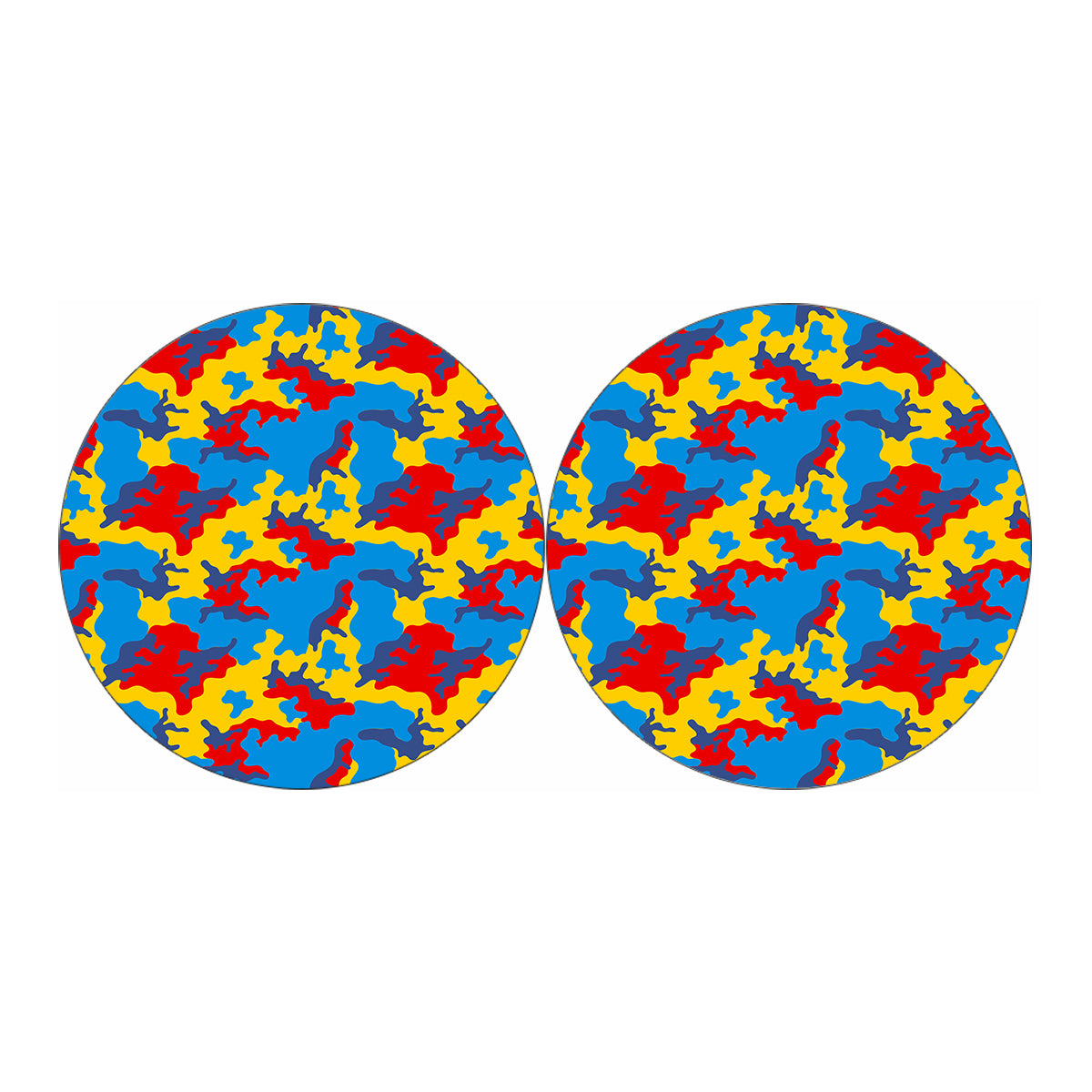 Red Yellow And Blue Camouflage Print Car Coasters