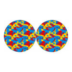 Red Yellow And Blue Camouflage Print Car Coasters
