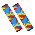 Red Yellow And Blue Camouflage Print Car Seat Belt Covers