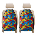Red Yellow And Blue Camouflage Print Car Seat Organizers