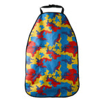 Red Yellow And Blue Camouflage Print Car Seat Organizers
