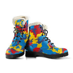 Red Yellow And Blue Camouflage Print Comfy Boots GearFrost