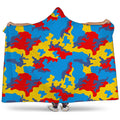 Red Yellow And Blue Camouflage Print Hooded Blanket