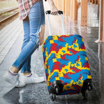 Red Yellow And Blue Camouflage Print Luggage Cover GearFrost