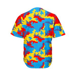 Red Yellow And Blue Camouflage Print Men's Baseball Jersey