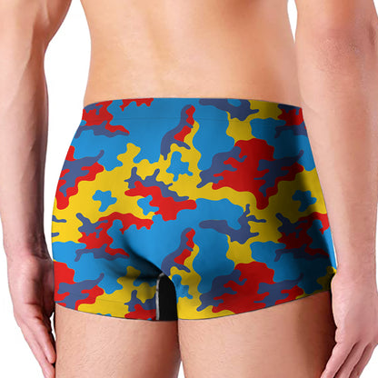 Red Yellow And Blue Camouflage Print Men's Boxer Briefs