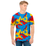 Red Yellow And Blue Camouflage Print Men's T-Shirt