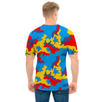 Red Yellow And Blue Camouflage Print Men's T-Shirt