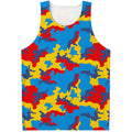 Red Yellow And Blue Camouflage Print Men's Tank Top