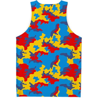 Red Yellow And Blue Camouflage Print Men's Tank Top