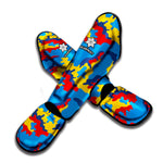 Red Yellow And Blue Camouflage Print Muay Thai Shin Guard