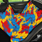 Red Yellow And Blue Camouflage Print Pet Car Back Seat Cover
