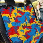 Red Yellow And Blue Camouflage Print Pet Car Back Seat Cover