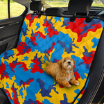 Red Yellow And Blue Camouflage Print Pet Car Back Seat Cover