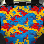 Red Yellow And Blue Camouflage Print Pet Car Back Seat Cover