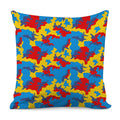 Red Yellow And Blue Camouflage Print Pillow Cover