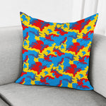Red Yellow And Blue Camouflage Print Pillow Cover