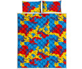 Red Yellow And Blue Camouflage Print Quilt Bed Set