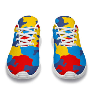 Red Yellow And Blue Camouflage Print Sport Shoes GearFrost