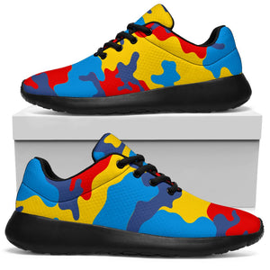 Red Yellow And Blue Camouflage Print Sport Shoes GearFrost