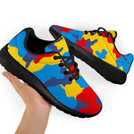 Red Yellow And Blue Camouflage Print Sport Shoes GearFrost