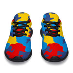 Red Yellow And Blue Camouflage Print Sport Shoes GearFrost