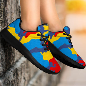 Red Yellow And Blue Camouflage Print Sport Shoes GearFrost