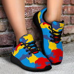 Red Yellow And Blue Camouflage Print Sport Shoes GearFrost