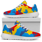 Red Yellow And Blue Camouflage Print Sport Shoes GearFrost