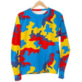 Red Yellow And Blue Camouflage Print Women's Crewneck Sweatshirt