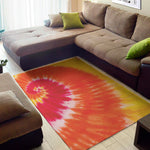Red Yellow And Orange Tie Dye Print Area Rug