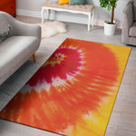 Red Yellow And Orange Tie Dye Print Area Rug