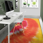 Red Yellow And Orange Tie Dye Print Area Rug