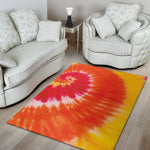Red Yellow And Orange Tie Dye Print Area Rug