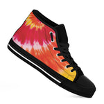 Red Yellow And Orange Tie Dye Print Black High Top Shoes