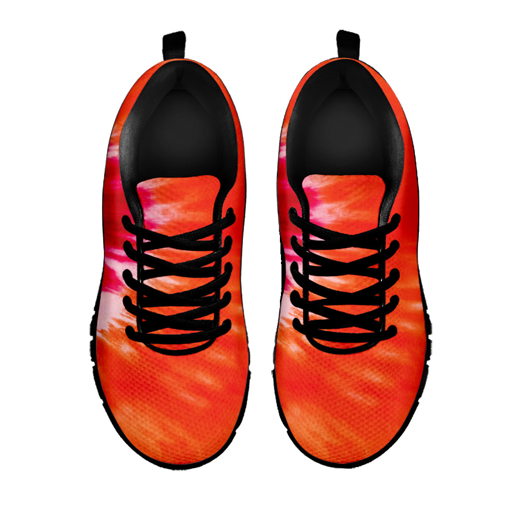 Red Yellow And Orange Tie Dye Print Black Sneakers