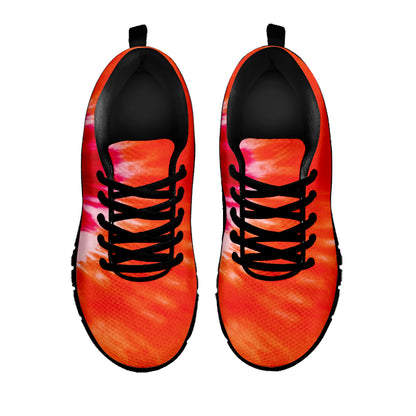 Red Yellow And Orange Tie Dye Print Black Sneakers