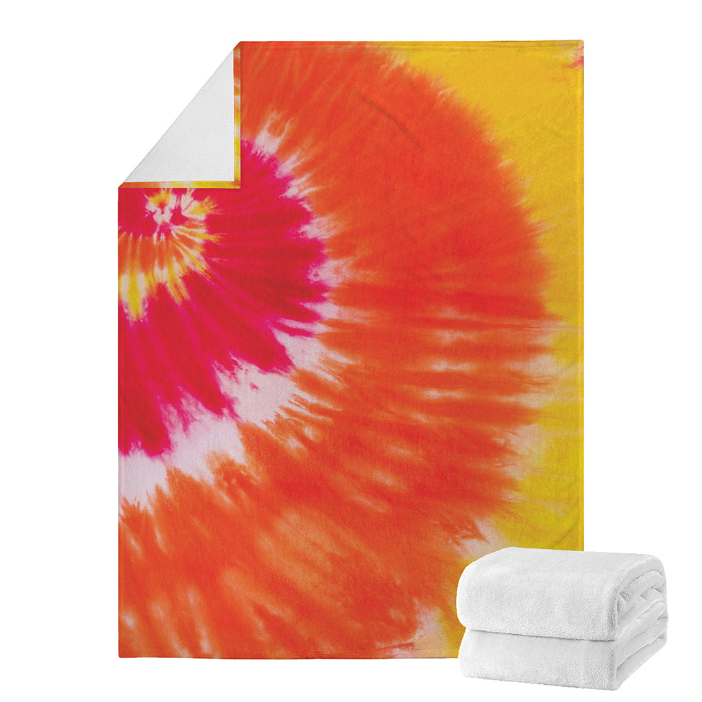 Red Yellow And Orange Tie Dye Print Blanket
