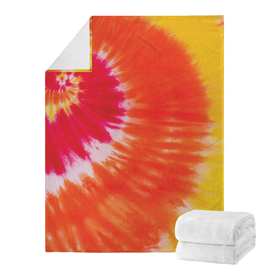 Red Yellow And Orange Tie Dye Print Blanket